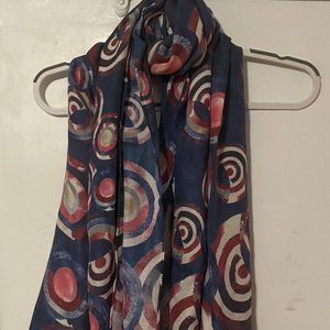 Navy Maroon Swirl Patterned Scarf French France